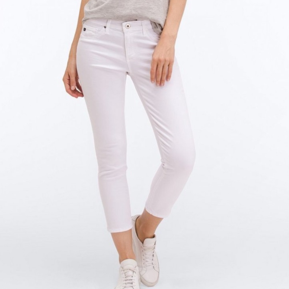 AG Theory Stilt Crop white jeans